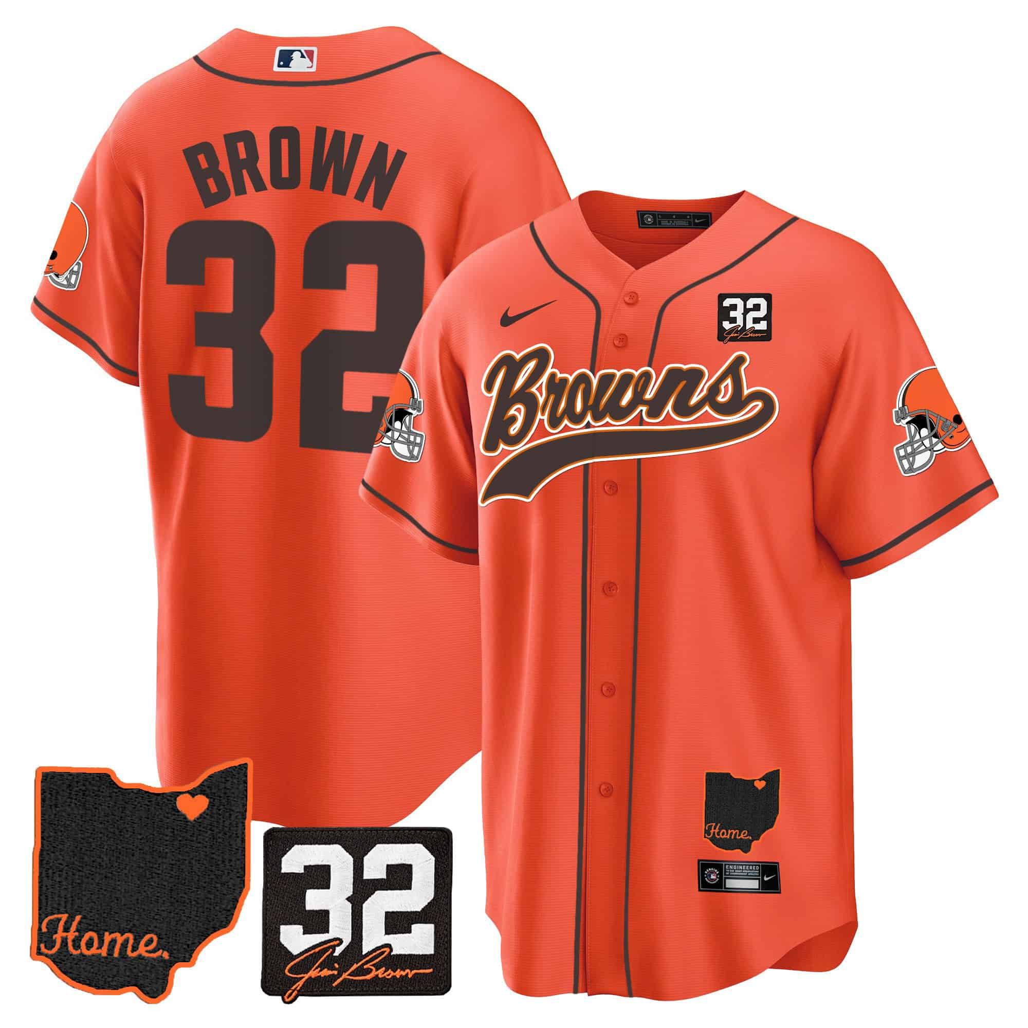 Men Cleveland Browns #32 Brown Orange Memorial Home Patch Baseball 2024 Nike NFL Jersey->indianapolis colts->NFL Jersey